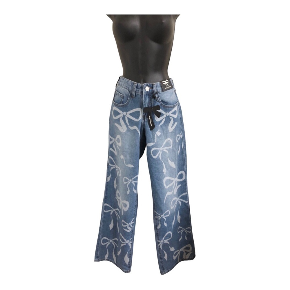 Ashley Mason adorable bow‎ patterned jeans size 00/23 new